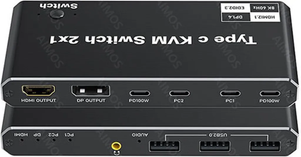 Switch KVM USB Type-C 2 Ordinateurs 4K 120Hz avec Transfert de Données