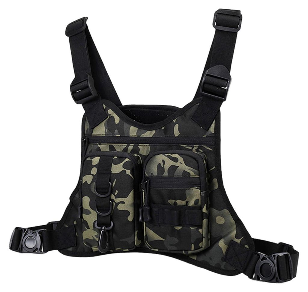 Outdoor-Sport-Brusttasche für Herren, Laufweste mit mehreren Fächern, EDC-Reisebrusttasche für Training, Radfahren, Wandern