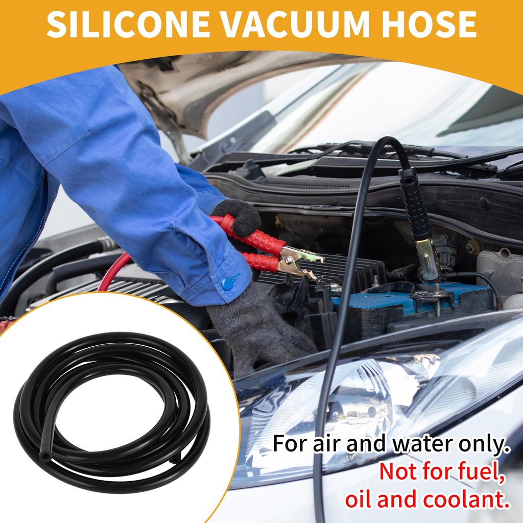 1 Stück 130PSI Maximaldruck Universeller Silikonschlauch für Vakuumschläuche für Autos, Hochtemperatursilikonschlauch Schwarz 5,5FT 3/16" 5mm I...