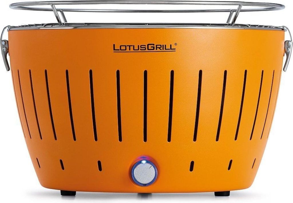 LotusGrill G-34 U Holzkohlegrill orange mit USB Anschluss Produktbild 