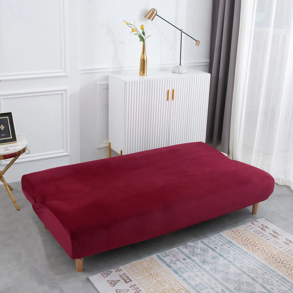 Easy-Going Housse de Canapé Extensible Bordeaux pour Futon sans Bras - 4