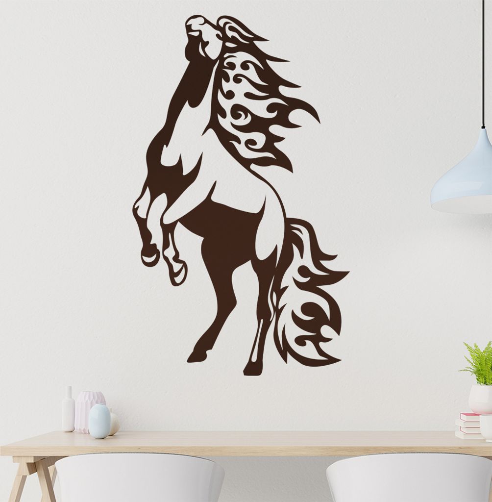 Flammen Pferd Wandtattoo in 6 Größen - Wandaufkleber Wall Sticker - Dekoration, Küche, Wohnzimmer, Schlafzimmer, Badezimmer