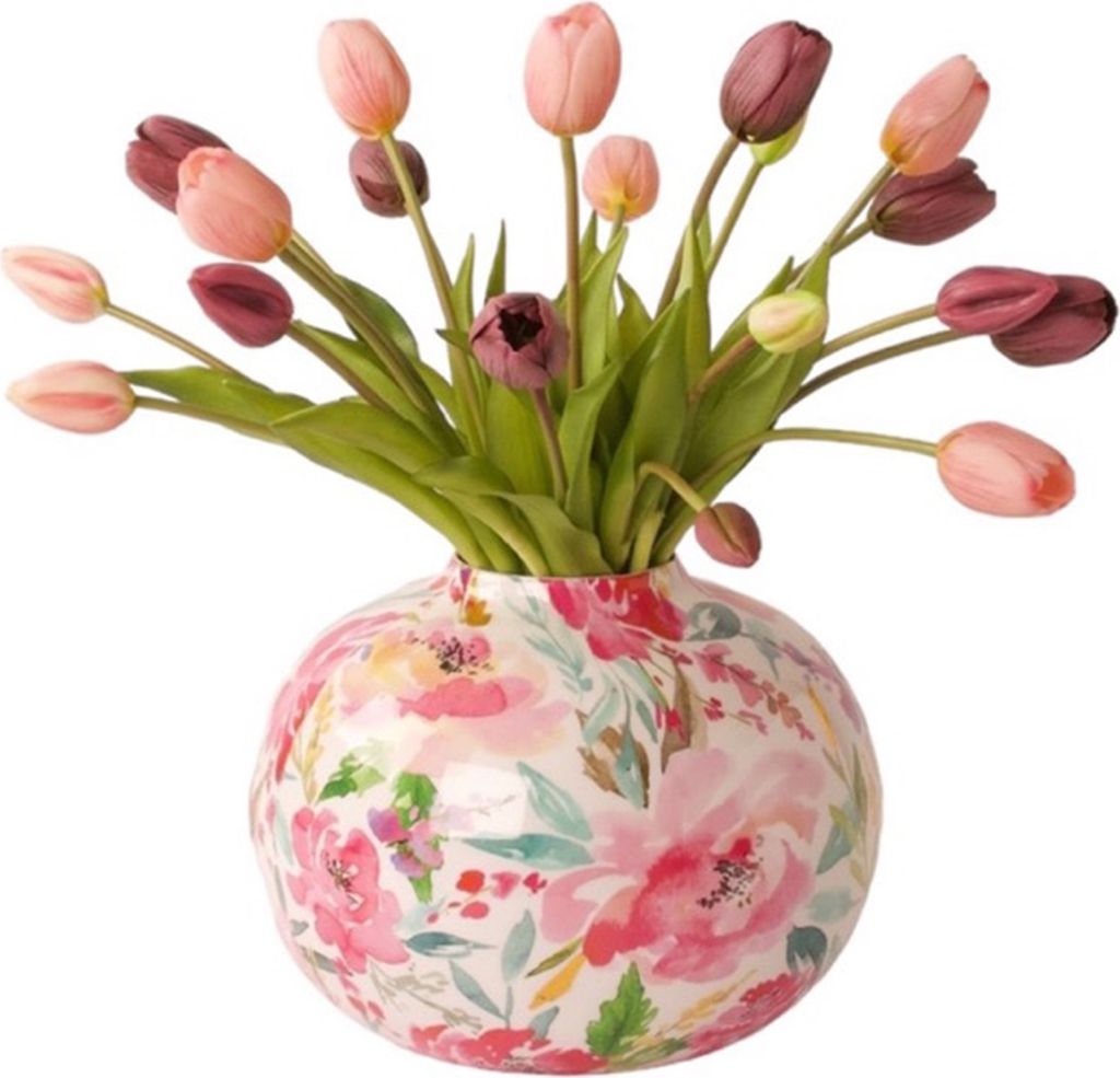 WinQ - Künstlicher Tulpenstrauß in Rosa und Mauve - Tulpen 40cm - 20 Tulpen