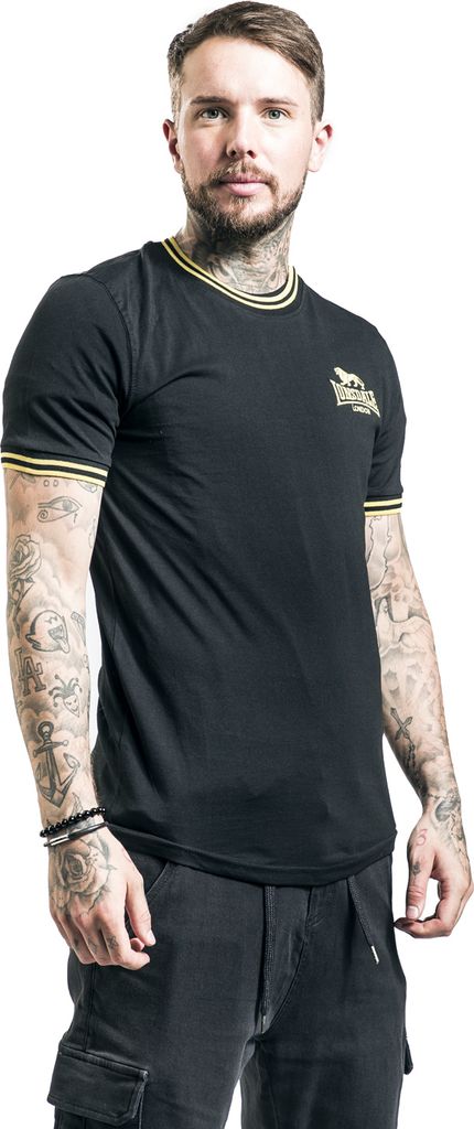 Lonsdale 2 PACK - T-shirt print - black white/zwart