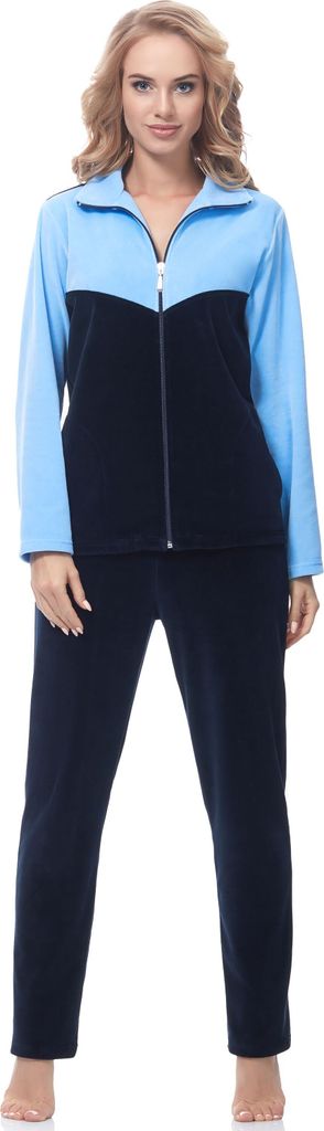 Merry Style Damen Velours Freizeitanzug Hausanzug MSMG001 (Dunkelblau (Kein Aufdruck)(1724), 3XL)