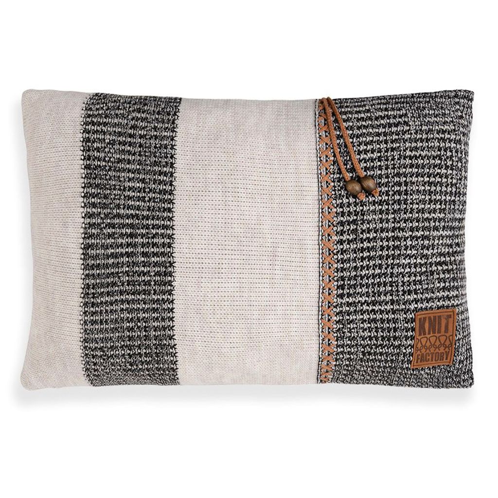 Knit Factory Roxx Kissen - Beige/Schwarz - 60x40 cm