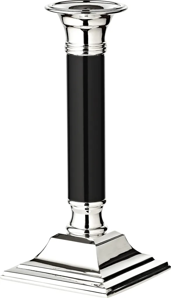 Bougeoir Lincoln 19 cm avec pied noir et finition argentée élégante