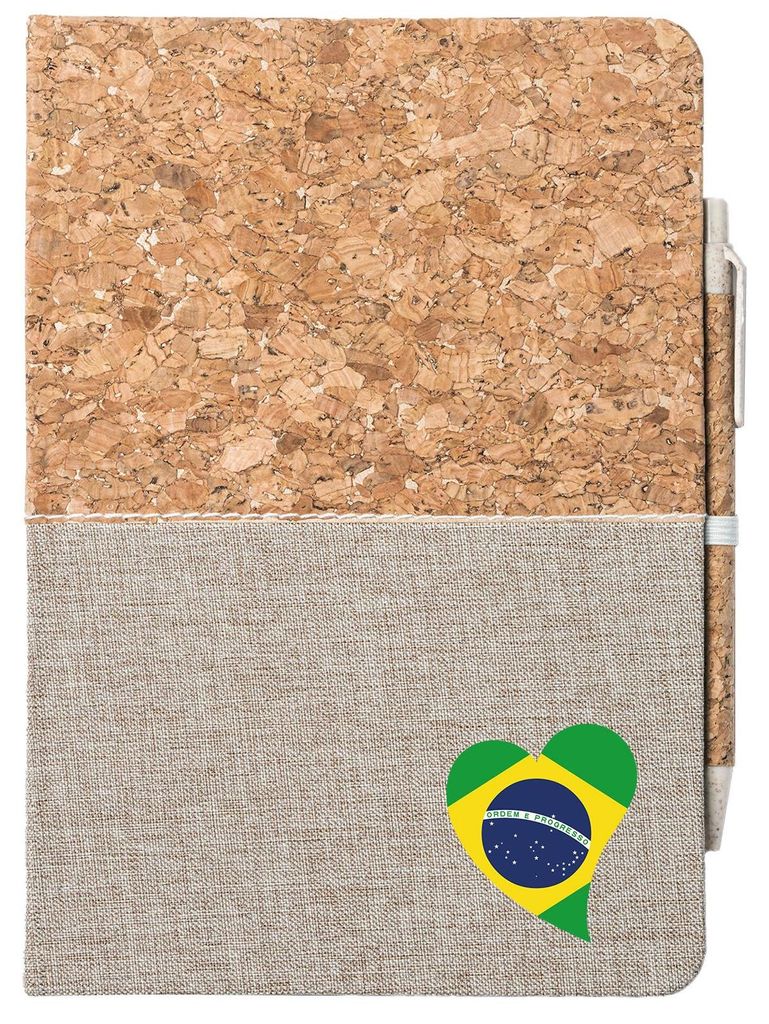 Huuraa Notizbuch A5 Brasilien Flagge Herz 80 Blatt inkl. Kugelschreiber Tagebuch Geschenkidee