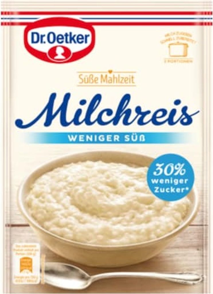 Dr. Oetker Milchreis weniger süß 112 g Produktbild 