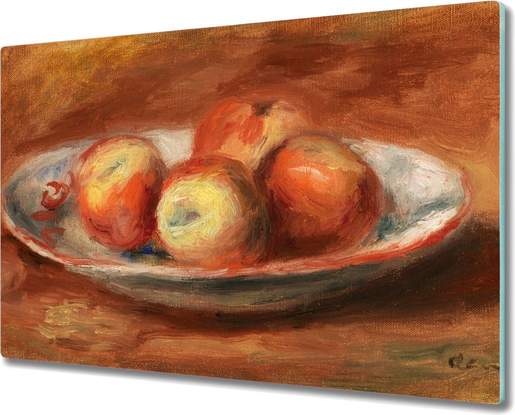 Coloray Kochplattenabdeckung Herdabdeckplatte 80x52 cm Hackbrett Schneidebrett Küchenbrett - Eine Platte von Obst Äpfel