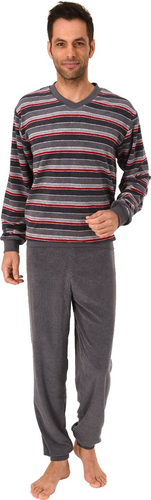 Toller Herren Frottee Pyjama Schlafanzug mit Bündchen - auch in Übergrössen - 291 93 704 ; dunkelgrau , 48
