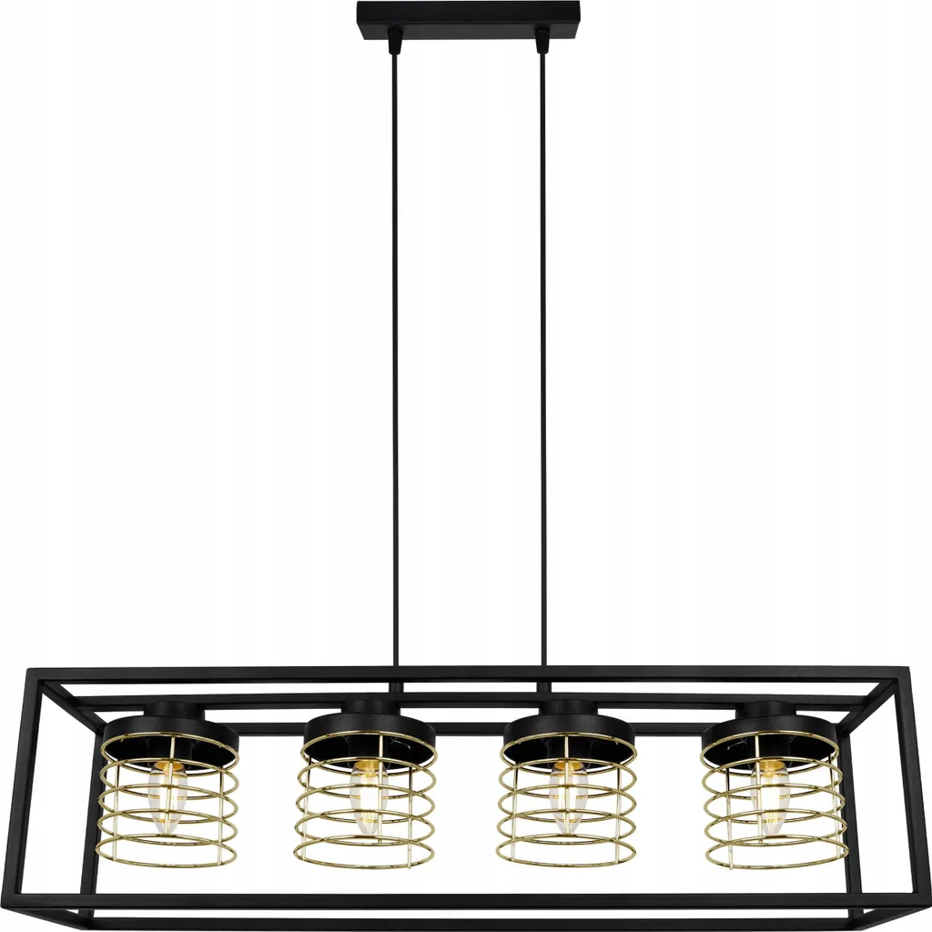 Lampada Sospensione Rasti Cage Oro 4 Luci E27 | Design Moderno Vetro
