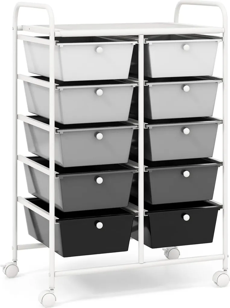 Organizzatore Ufficio COSTWAY: Cassettiera Mobile 10 Ripiani