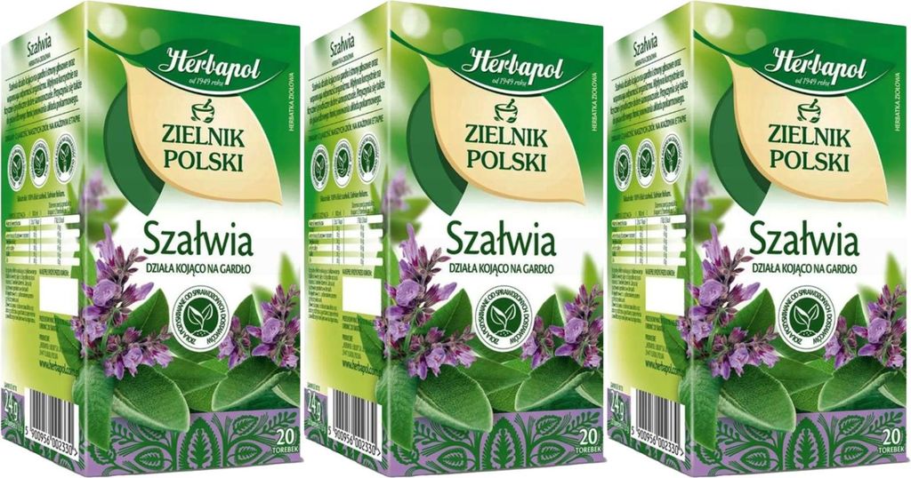 Herbapol Salbeitee 60 Teebeutel - Salbei Kräutertee - Salbeiblätter Tee Beutel