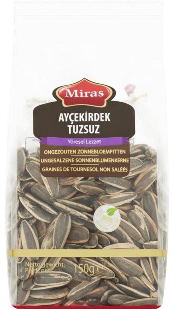 Miras Ongezouten Zonnebloempitten 150g – Natürliche, salzfreie Sonnenblumenkerne