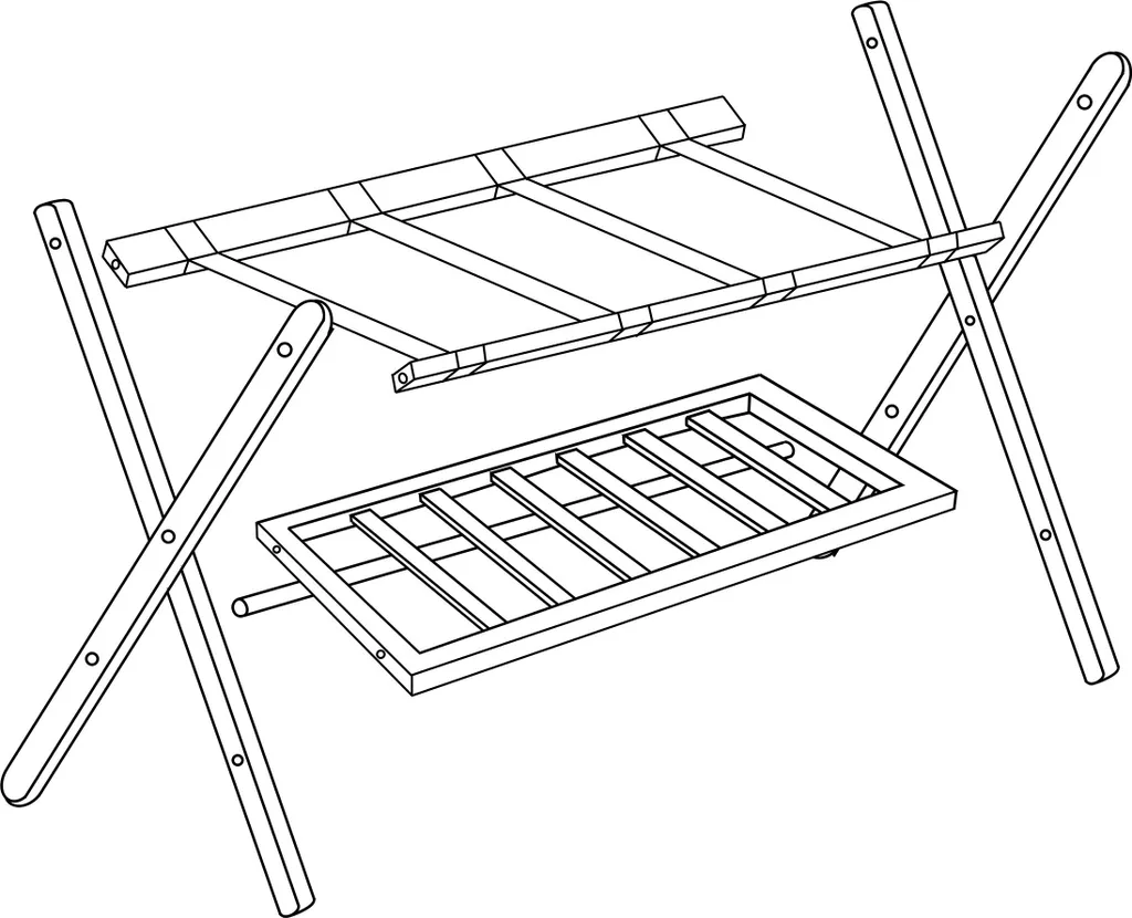 Support valise pliable bois double étagère avec sangles résistantes - 9