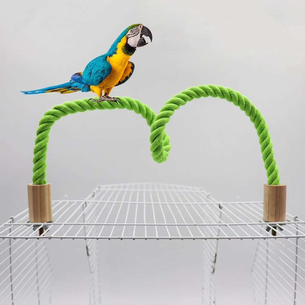 Barre à Grimper Flexible 100 cm en Corde pour Grand Oiseau - Set 2