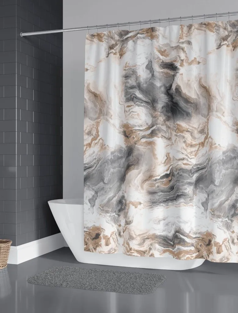 Tenda Doccia Design Marmo 200x200 | Tessuto Soft-Touch Hotel Luxury