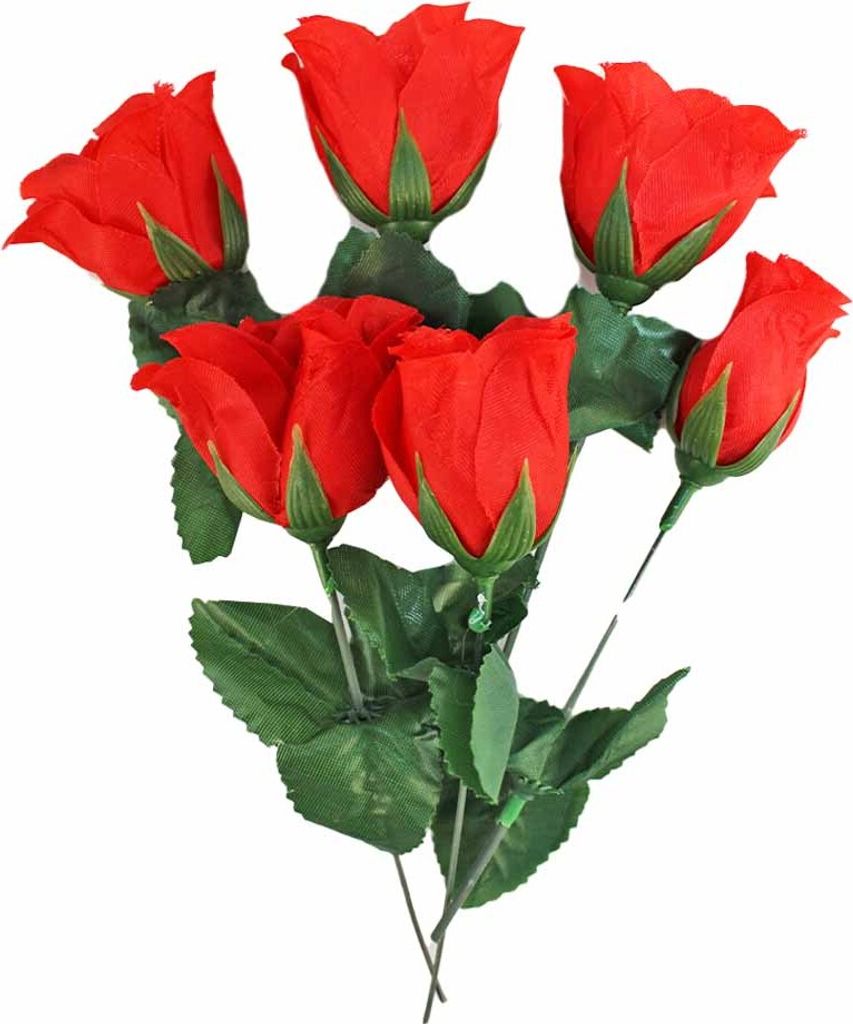 6 Stück Rote Rosen künstlich - ca. 19 cm