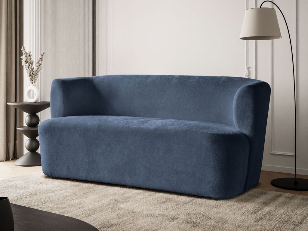 NORI 2-Sitzer Sofa, Velours Dunkelblau – Modernes Design, Bequeme Couch