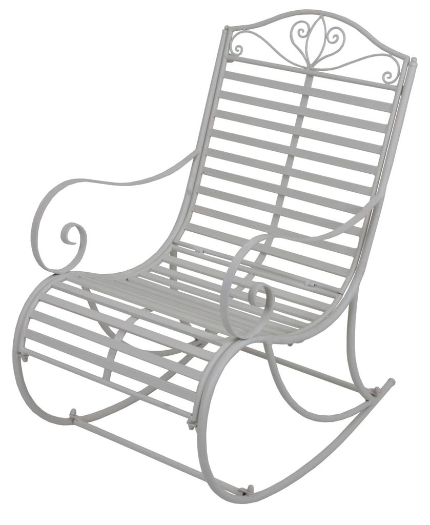 Outdoor-Schaukelstuhl MARIA Weiß Eisen | Gartenstuhl Relaxsessel Garten Balkon Outdoor