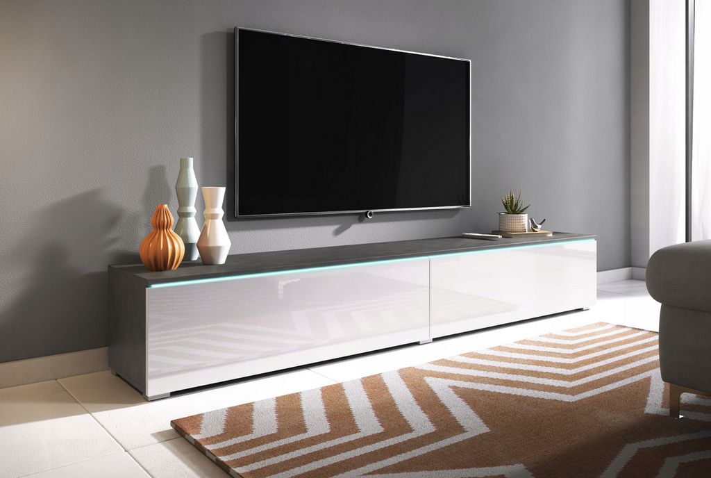 TV stolek CERIEE 180 - matera / bílá lesklá Obrázek produktu 