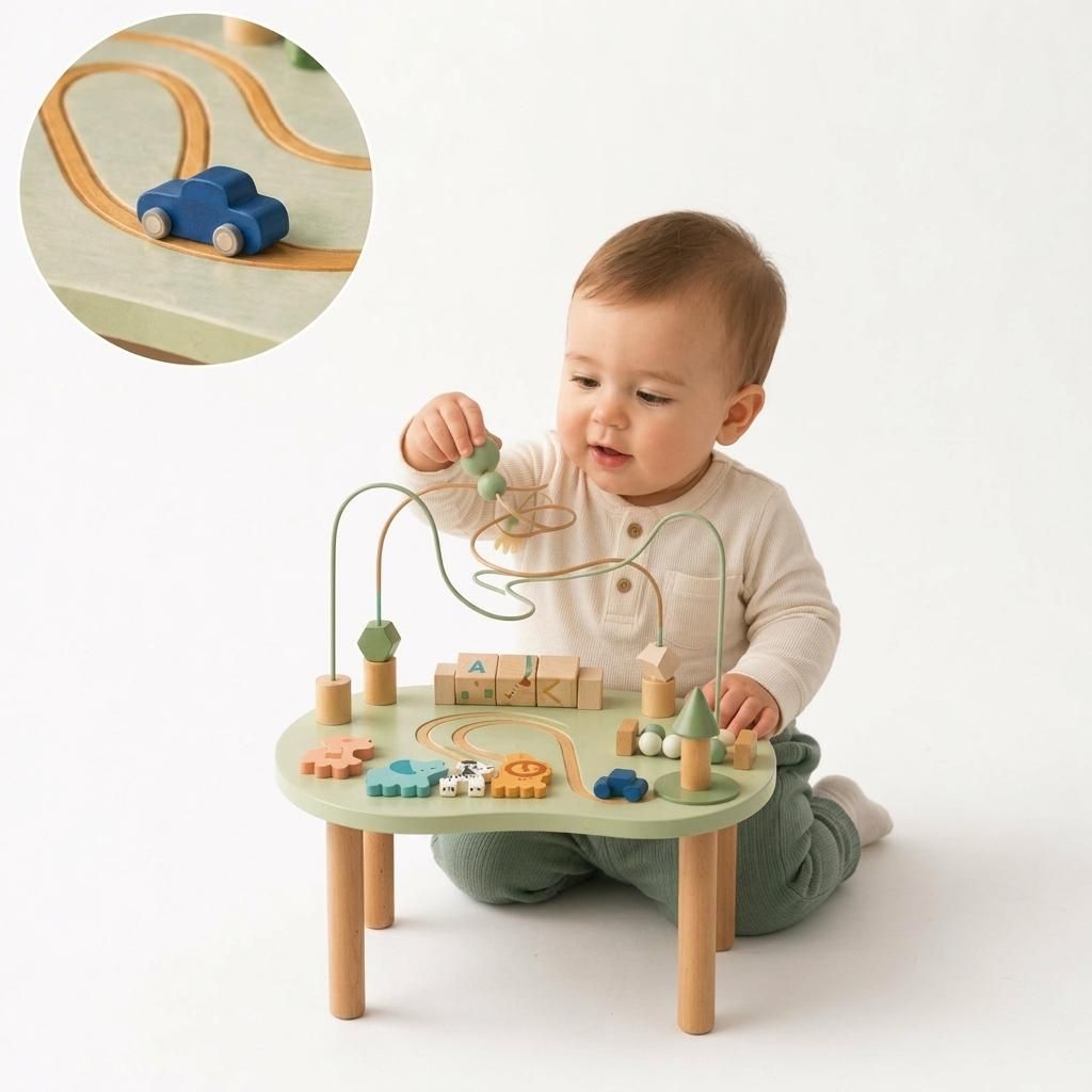 Laavir Holz-Aktivitätstisch Baby - Montessori Spieltisch Produktbild 