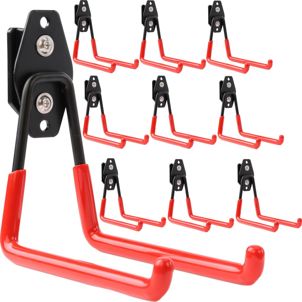 Set 10 Stck. Werkzeughaken von BOTLE für Qbrick Koffer-System für Elektrowerkzeuge, "Geradeförmig" 13cm, stabil mit PVC-Ummantelung, für Garage...