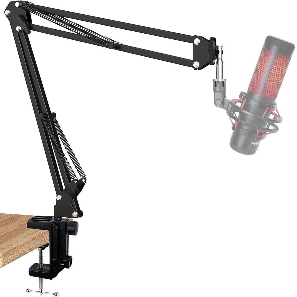 Mikrofon-Boom-Arm Metall mit 360° Rotation, 1,5 kg Belastbar, Tischklemme & Kabelhalter für Streaming & Podcast