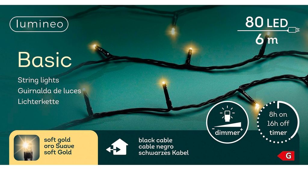 Lumineo Basic Weihnachtsbeleuchtung 80led Champagner Produktbild 