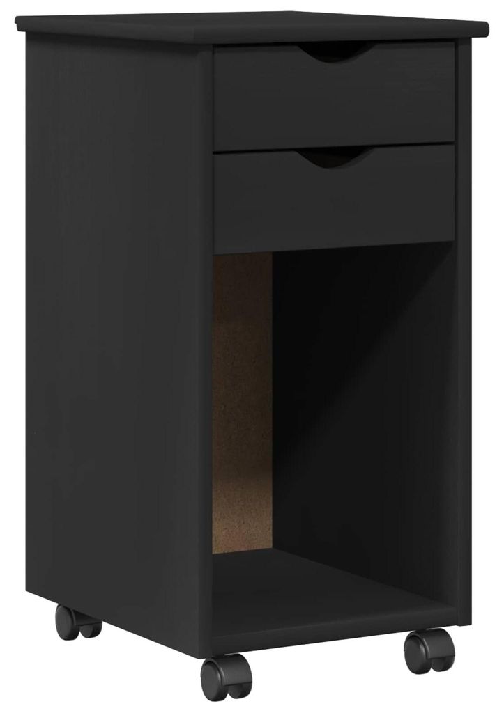 Rollschrank Schwarz 34 x 39 x 65,5 cm Massives Kiefernholz