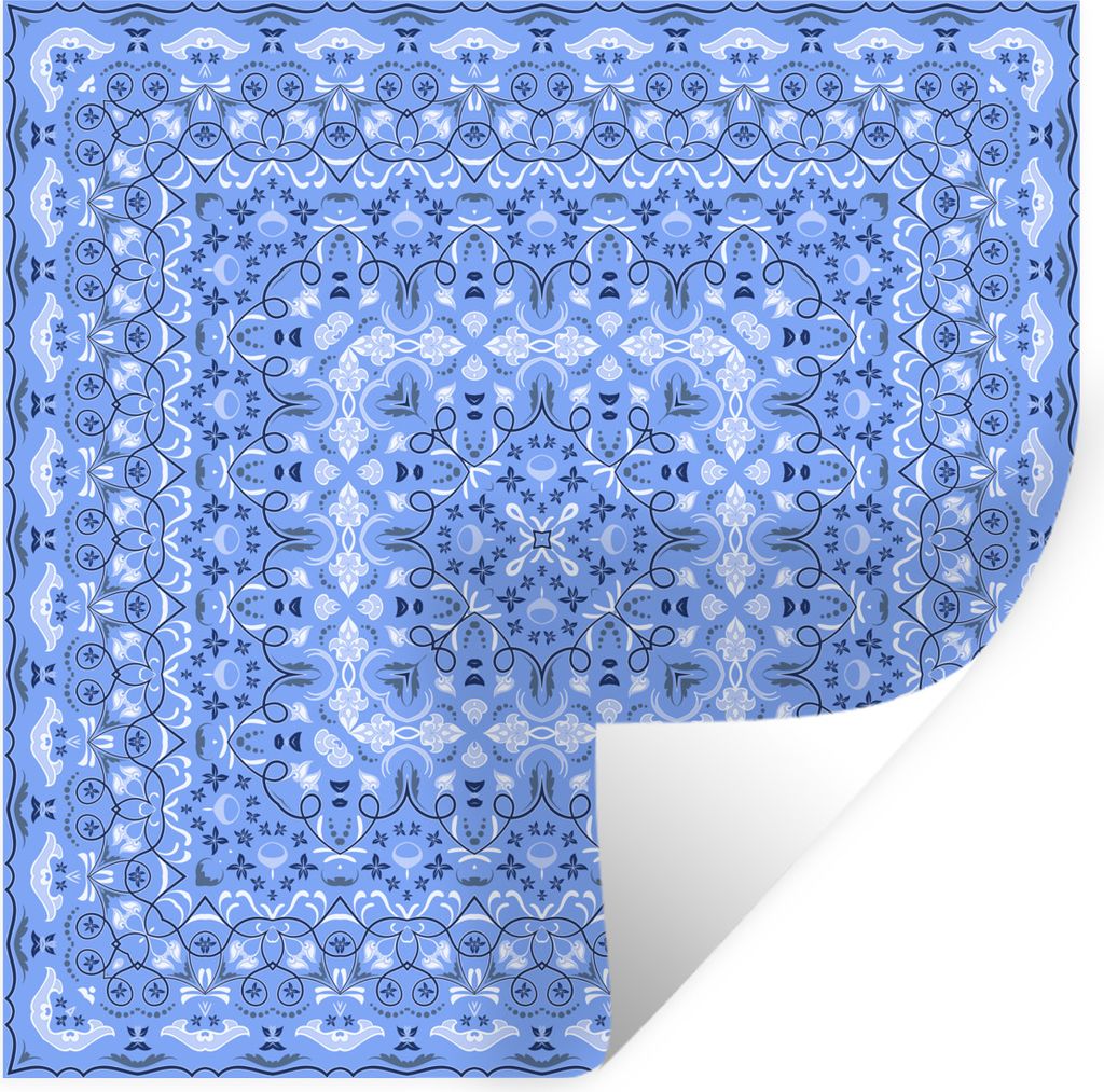 MuchoWow Wandtattoo Wandsticker Wandaufkleber Persischer Teppich - Muster - Blau 80x80 cm Selbstklebend und Repositionierbar - Wierderverwendbar ...