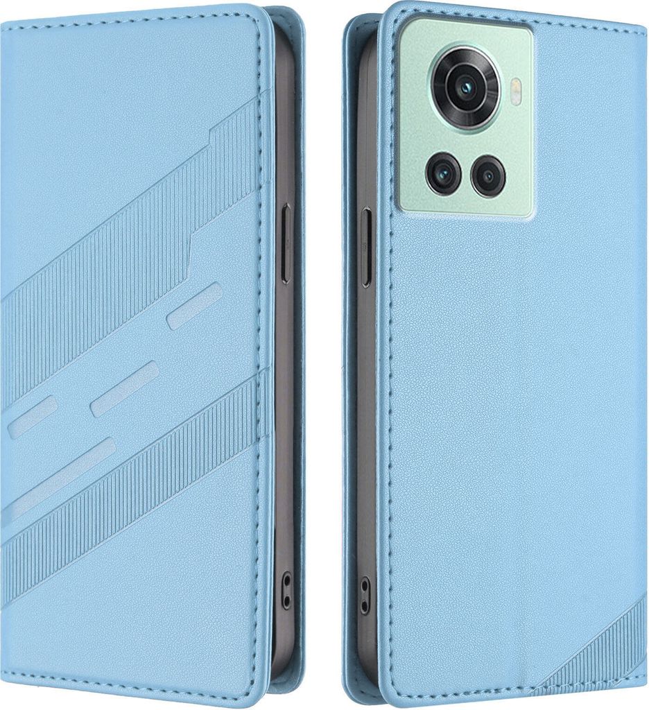 Hülle für OnePlus 10R/OnePlus Ace, Kunstleder Brieftaschen Handyhülle mit Kartenfach und Standfunktion Hellblau