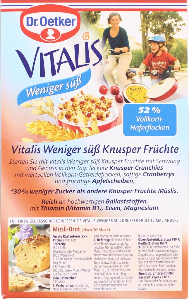Dr. Oetker Vitalis weniger süß Knusper mit trockenen Früchten 500g