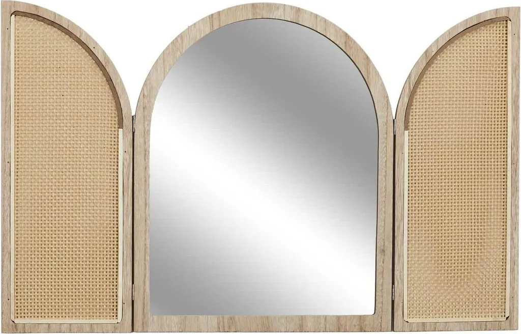Miroir Mural Beige Style Rétro - Cadre Sculpté Déco pour Maison Cosy