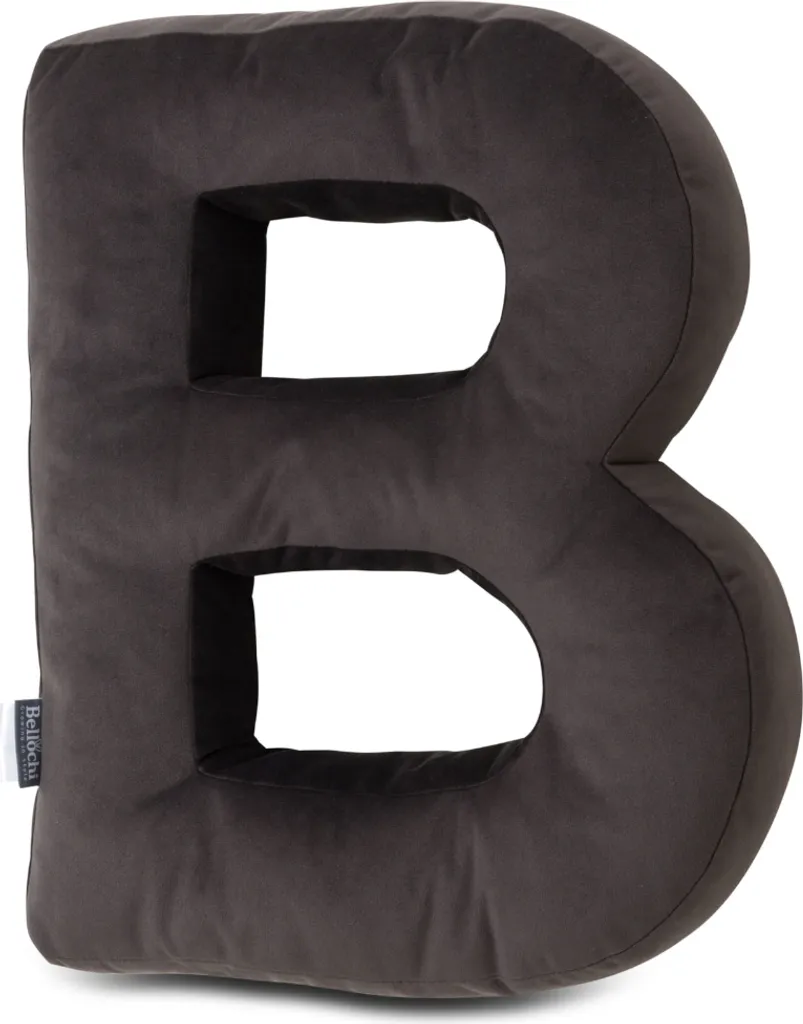Coussin lettre B gris foncé 42 cm : déco personnalisée et durable