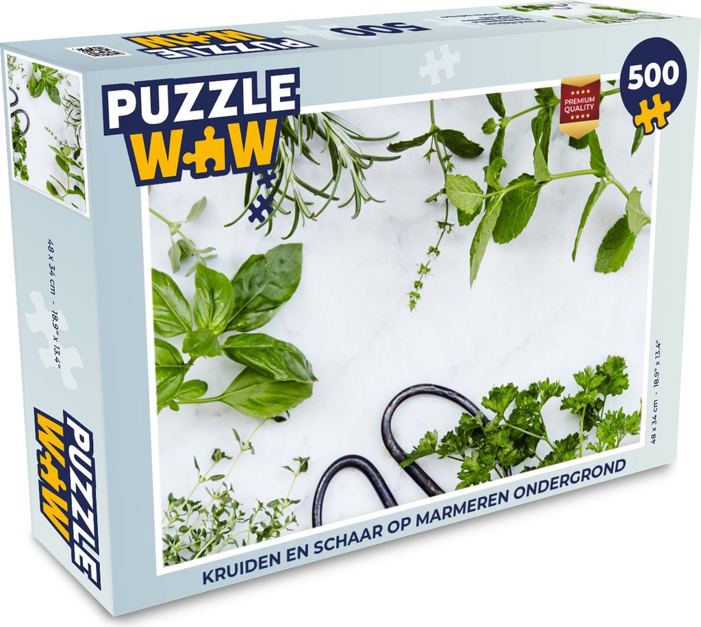 MuchoWow Puzzle 500 Teile Gewürze und Schere auf Marmorsockel - 500 Teile - Kinder - Selberbauen - Puzzlespiele