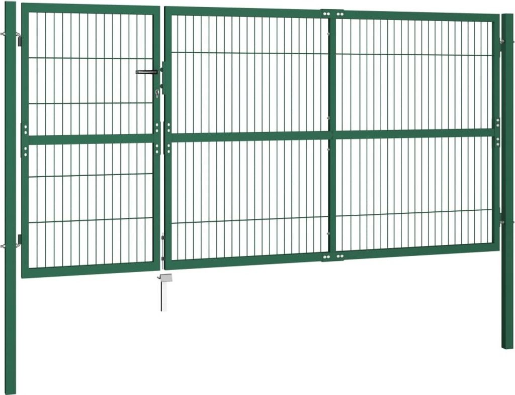 vidaXL Brama ogrodowa ze słupkami 350 x 140 cm stalowa Zdjęcie produktu 