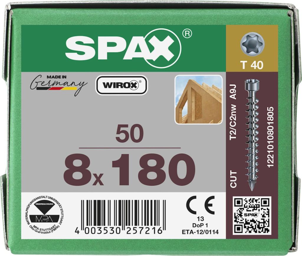 SPAX® 1221010801805 SPAX® Holzbauschrauben T40 Zylinderkopf Productafbeelding 