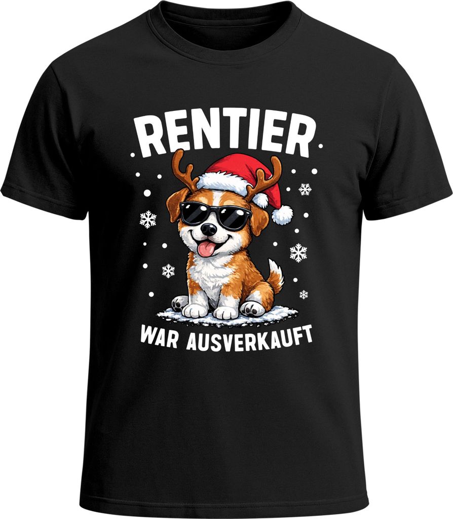 Herren T-Shirt Weihnachten Reniter war t Spruch lustig XMAS Hund Weihnachtsshirt Männer Moonworks