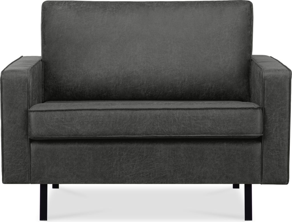 KONSIMO Breiter Sessel mit Armlehnen 1,5-Sitzer XL "INVIA", Dunkelgrau, Lederoptik-Stoff, Vintage, 116x87x98cm