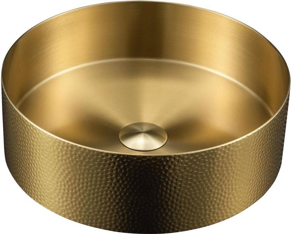 AURUM Aufsatzwaschtisch Durch. 38cm, inkl. Ablauf, Schmiedemetall, Gold matt