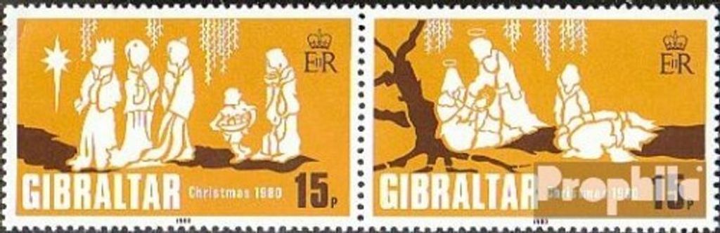Briefmarken Gibraltar 1980 Mi 413-414 Paar (kompl.Ausg.) postfrisch Weihnachten