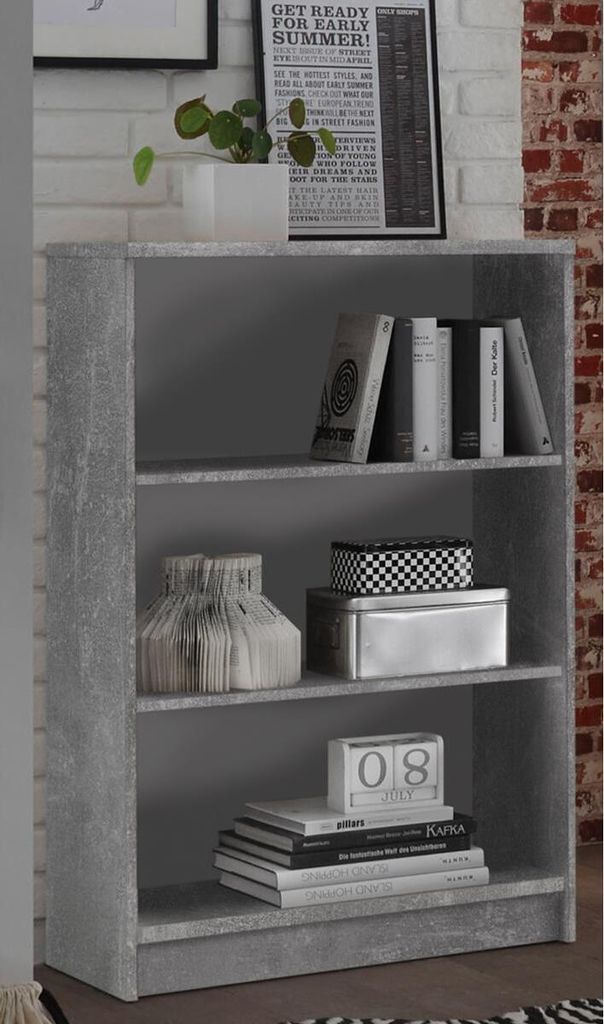 Regal Standregal Bücherregal Dekoregal Holzregal Beistellregal Büro "Olli IV" Beton / Weiß