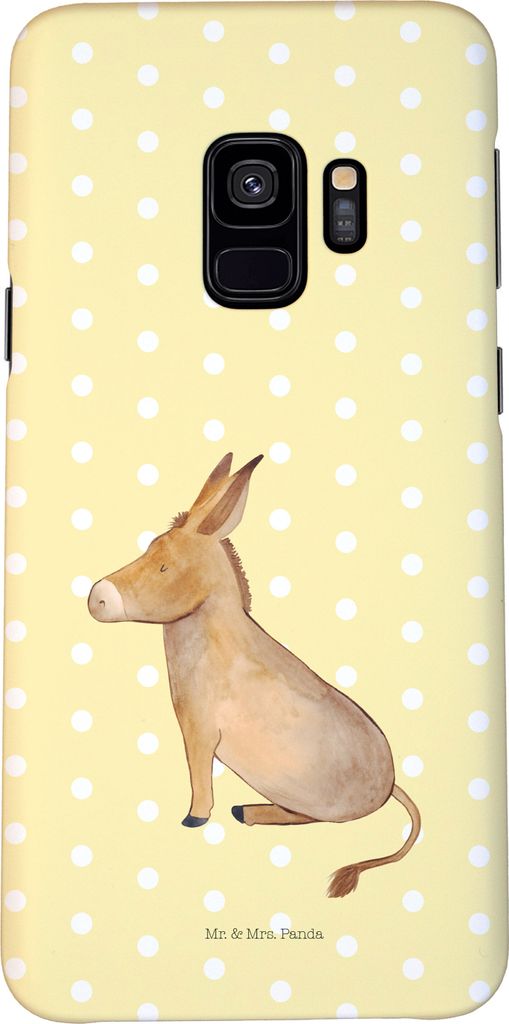 Mr. & Mrs. Panda Samsung Galaxy S9 Handyhülle Esel - Gelb Pastell - Geschenk, Ziel, Cover, Lustige Sprüche, Mut, Weisheit, Hülle, Handy Case, Po...