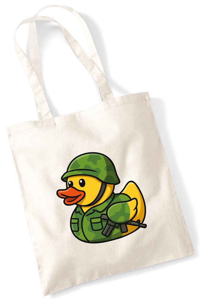 Huuraa Jutebeutel Quietscheente Soldat Gummiente Bundeswehr 10 Liter Natural Baumwolle Tasche Geschenkidee