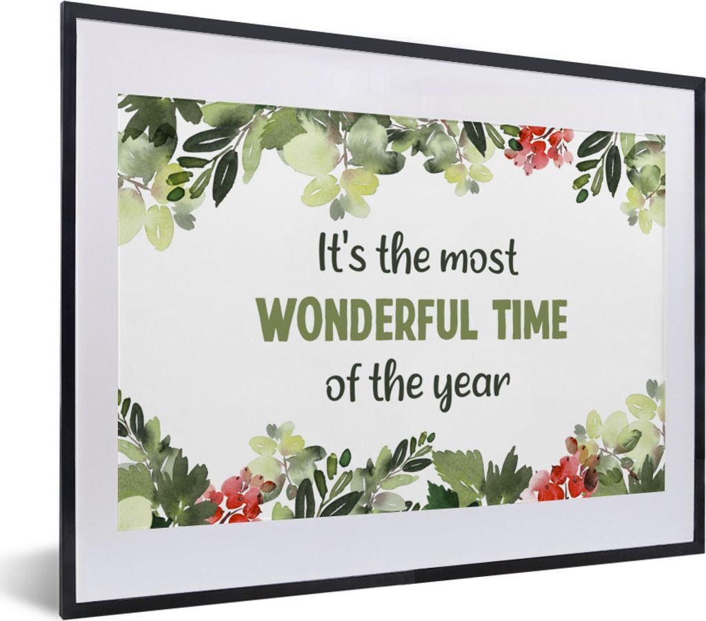 MuchoWow Gerahmtes Poster Weihnachten - Zitat - Aquarell 40x30 cm - Poster mit Schwarzem Bilderrahmen Wandposter Rahmen Foto Bilder - Bilderrahme...