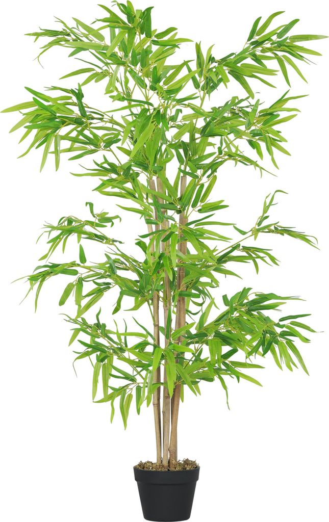 Künstlicher Bambus, Kunstpflanze, Dekopflanze mit Topf, Kunstbaum, Baumdekoration, 150 cm