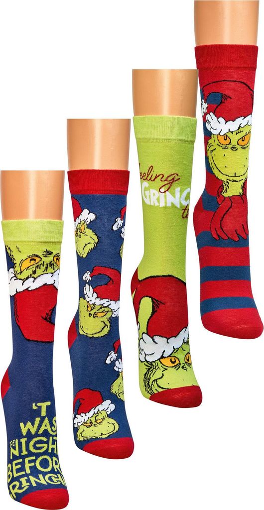 2 Paar Grinch™ Weihnachtssocken für Damen und Herren Produktbild 