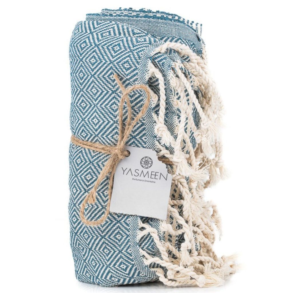 Saunatuch 96 x 180 cm – 100% Baumwolle – 415 g/m² – Badetuch – Strandtuch – Pestemal Hamamtuch - schnelltrocknend und leicht (Maritim, 9...